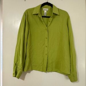 100% Silk Lime Green Button Up